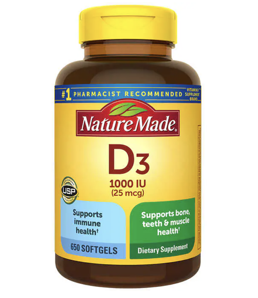 Viên uống bổ sung Vitamin D3 Nature Made D3 1000 IU (25mcg) 300 viên