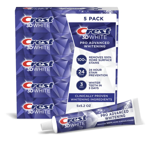 Lốc 5 tuýp kem đánh răng Crest 3D Advanced whitening 147g của Mỹ