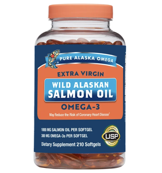 Viên dầu cá hồi Pure Alaska Omega 3 Wild Salmon Oil 1,000MG - loại 210 viên