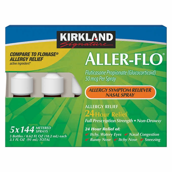 Hỗ trợ điều trị viêm xoang Kirkland Signature Aller-Flo, bộ 5 lọ (720 lần xịt)