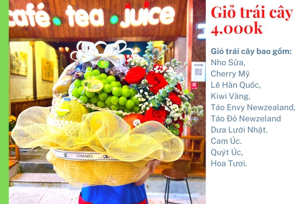 Giỏ hoa quả có hoa | Halafruit.vn