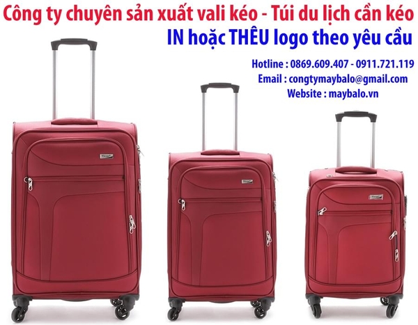 Công ty chuyên sản xuất vali kéo - Túi du lịch cần kéo ||  IN hoặc THÊU logo theo yêu cầu