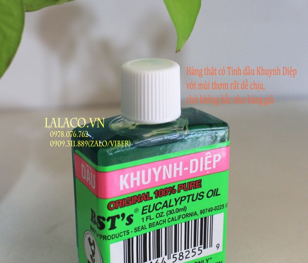 Phân biệt Dầu Khuynh Diệp BST's Eucalyptus Oil 30ml Mỹ thật và giả