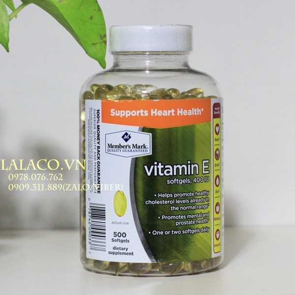 Viên Uống Vitamin E 400 Iu Members Mark 500 Viên Mỹ
