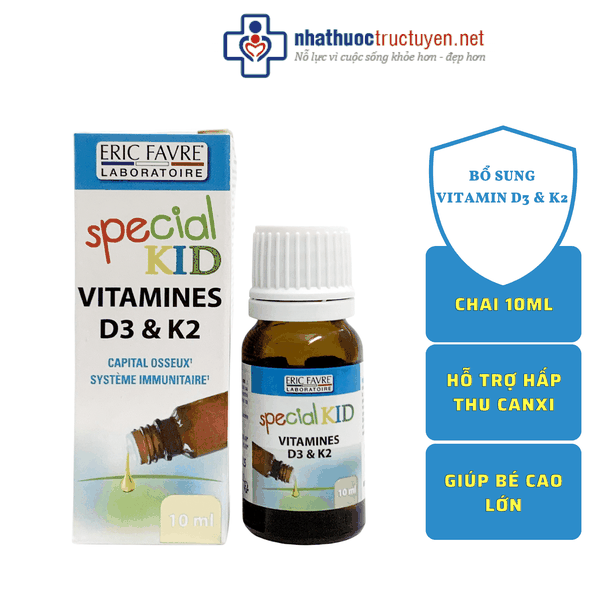 Tinh dầu nhỏ giọt, bổ sung vitamin D3, vitamin K2, hỗ trợ hấp thu canxi -  Special Kid Vitamine D3 et K2 [Nhập khẩu Pháp]