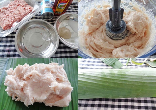 xay thịt làm giò lụa