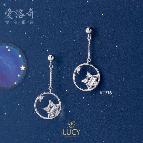 Kt316 Khuyen Tai Ngoi Sao Bạc Y 925 Xi Vang Trắng Lucy Jewelry Trang Sức Lucy