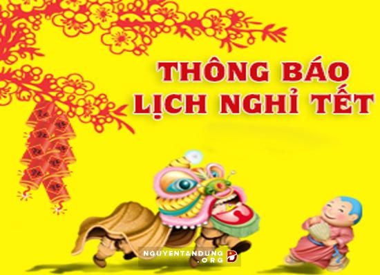 LỊCH NGHỈ TẾT NGUYÊN ĐÁN 2017