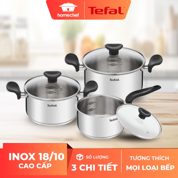 Bộ nồi inox 3 chi tiết Tefal Primary 16-18-20cm E308S674