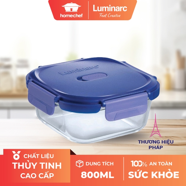 Hộp thủy tinh Luminarc Purebox Putina hình vuông 800ml - V6447