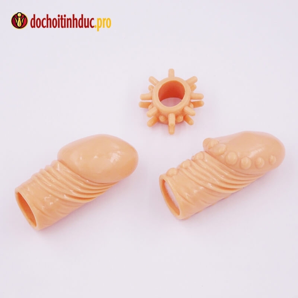 Bộ 3 món bao cao su đôn đầu khấc và vòng gai silicone mềm mại