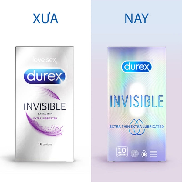 Bao cao su siêu mỏng Durex Invisible Extra Thin, Extra Lubricated hộp 10 cái