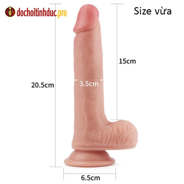 Dương vật giả hít tường 2 lớp da mềm mại chân thật Lovetoy Nature Cock