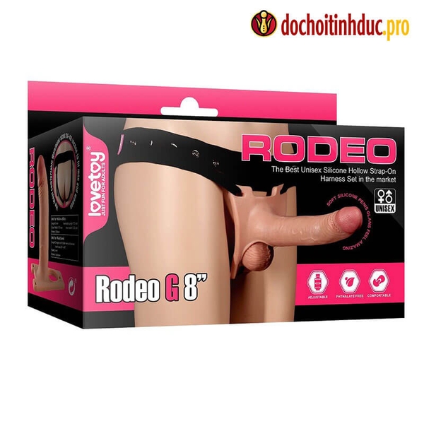 Dương vật giả có dây đeo rỗng ruột cho nam và les Lovetoy Rodeo G 8 inch