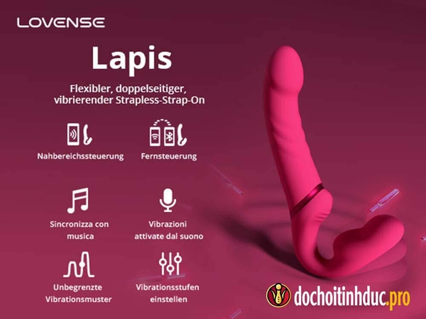Sex toy cho les dương vật giả 2 đầu siêu rung 3 điểm Lovense Lapis