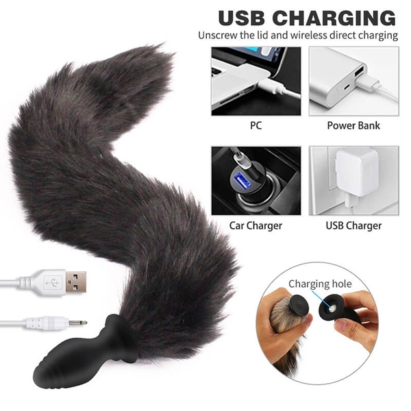 Phíc cắm hậu môn đuôi cáo 10 chế độ rung điều khiển từ xa