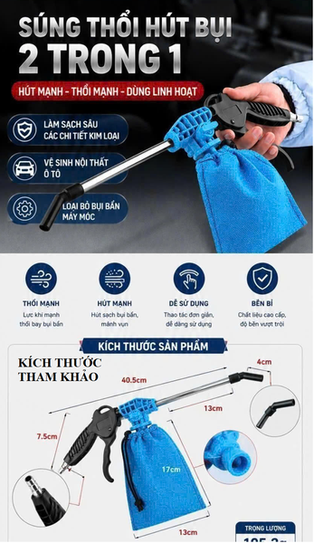 súng khí nén giá rẻ súng khí nén đa năng súng thổi khí nhà xưởng súng hút bụi công nghiệp khí nén súng thổi khí nén cầm tay súng thổi bụi gara ô tô súng vệ sinh máy móc công nghiệp súng khí nén Getechnology Súng khí hút thổi bụi kết hợp súng xịt khô khí n