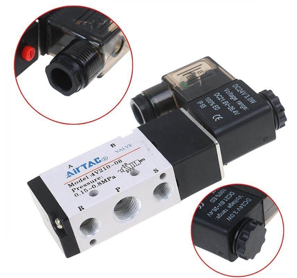 van điện từ công nghiệp van điện từ Airtac chính hãng van khí nén giá rẻ van điện từ dùng cho máy ép van điều khiển khí nén 5/2 solenoid valve 24VDC Airtac van điện từ cho robot công nghiệp phụ kiện khí nén Airtac Airtac Vietnam van điện từ khí nén chất l