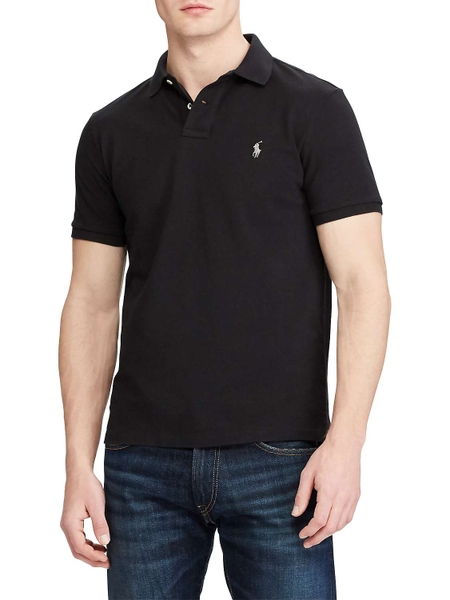 Áo thun nam Polo Ralph lauren đen with logo trắng xám