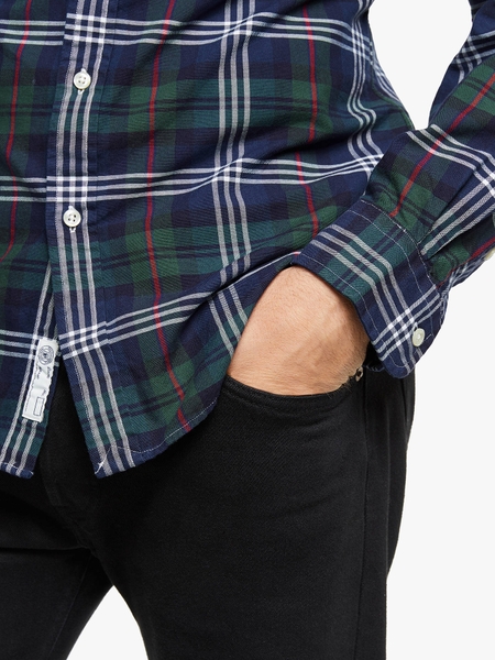 Áo sơ mi Nam Polo Ralph lauren tay dài caro xanh trắng logo ngựa 2 màu
