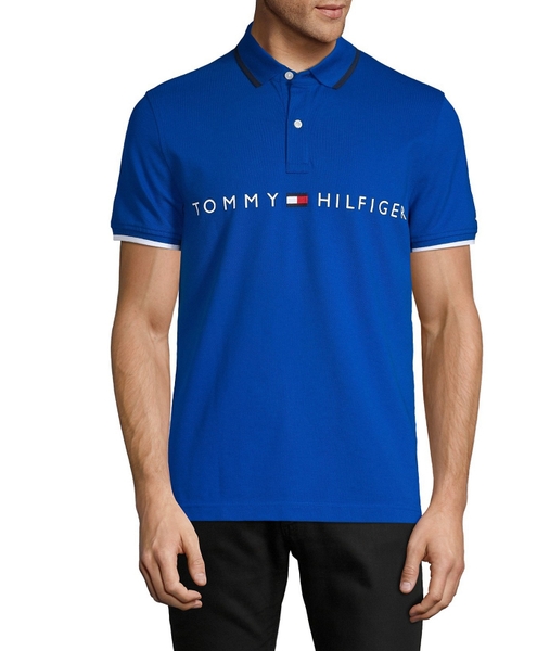 Áo thun nam Tommy Hilfiger màu xanh phối sọc và chữ