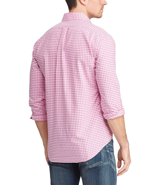 Áo sơ mi nam Polo Ralph lauren tay dài caro nhỏ trăng đỏ with logo