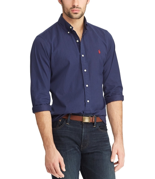 Áo sơ mi nam Polo Ralph lauren tay dài xanh Navy ngựa đỏ