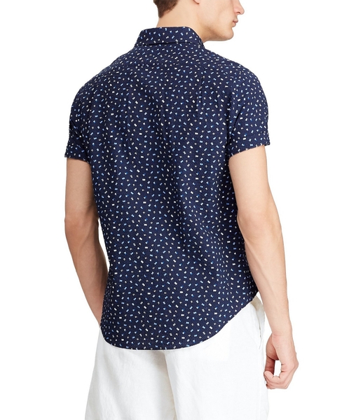 Áo sơ mi nam Polo Ralph lauren tay ngắn xanh phối trắng đỏ