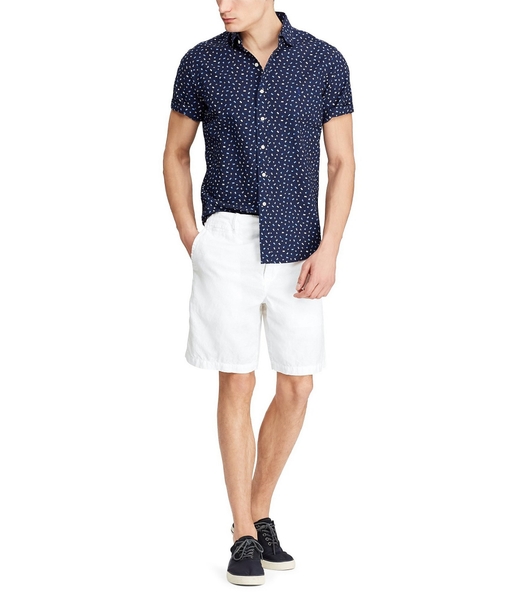 Áo sơ mi nam Polo Ralph lauren tay ngắn xanh phối trắng đỏ