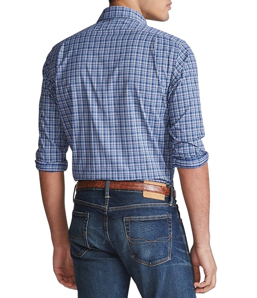 Áo sơ mi Nam Polo Ralph lauren tay dài caro xanh đỏ tím with ngựa xanh