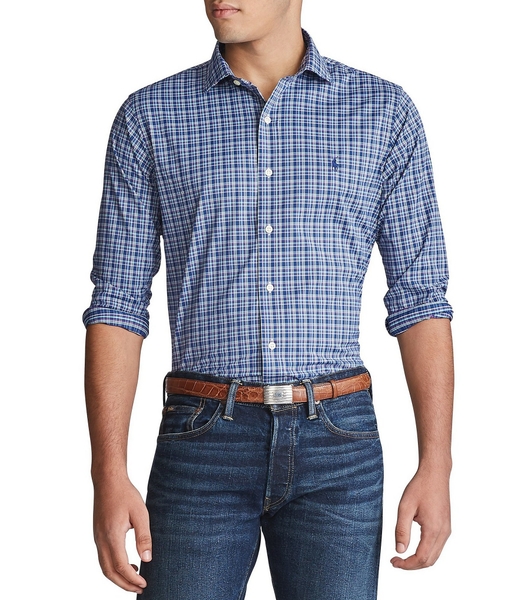 Áo sơ mi Nam Polo Ralph lauren tay dài caro xanh đỏ tím with ngựa xanh