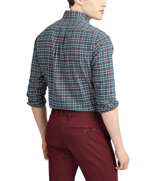 Áo sơ mi Nam Polo Ralph lauren tay dài caro rêu vàng đỏ