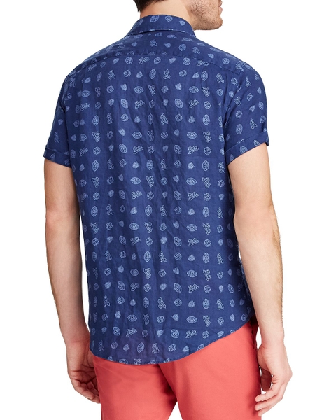 Áo sơ mi nam Polo Ralph lauren tay ngắn xanh phối trắng
