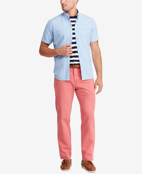 Áo sơ mi nam Polo ralph lauren ngắn tay xanh with logo