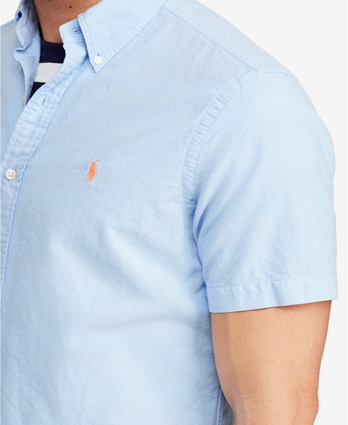 Áo sơ mi nam Polo ralph lauren ngắn tay xanh with logo