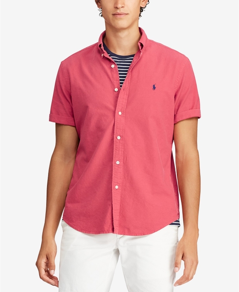 Áo sơ mi nam Polo Ralph lauren ngắn tay đỏ gạch with logo xanh