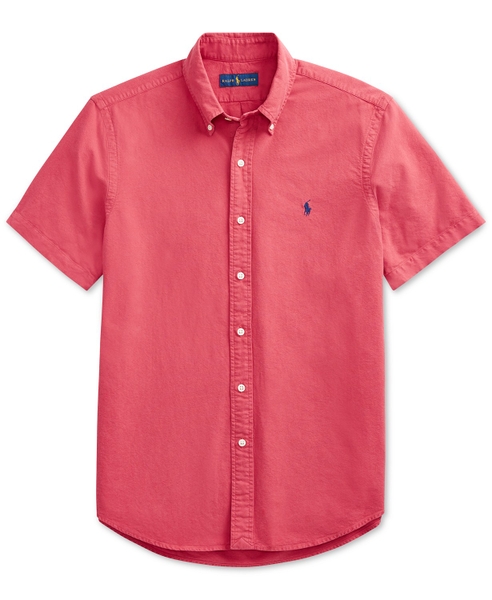 Áo sơ mi nam Polo Ralph lauren ngắn tay đỏ gạch with logo xanh
