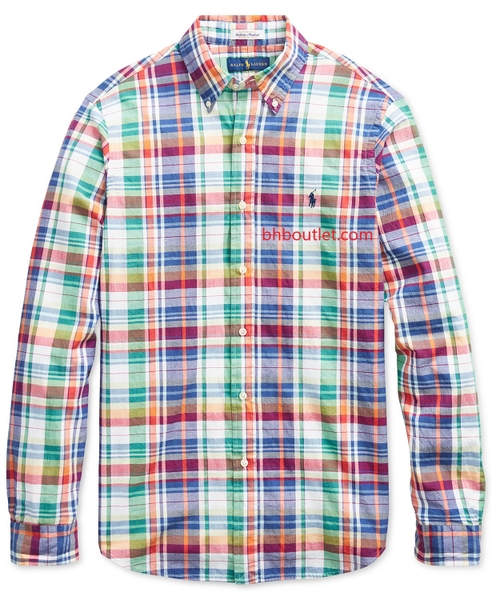 Áo sơ mi nam Polo Ralph lauren caro caro nhiều màu logo xanh