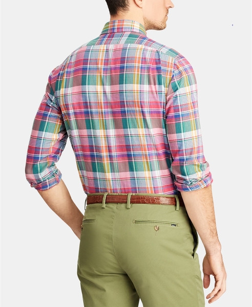 Áo sơ mi nam Polo Ralph lauren tay dài caro multi color xanh