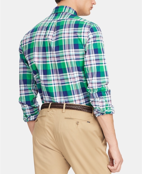Áo sơ mi Nam Polo Ralph lauren tay dài caro xanh lá trắng