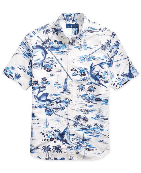 Áo sơ mi nam Polo Ralph lauren tay ngắn trắng phối