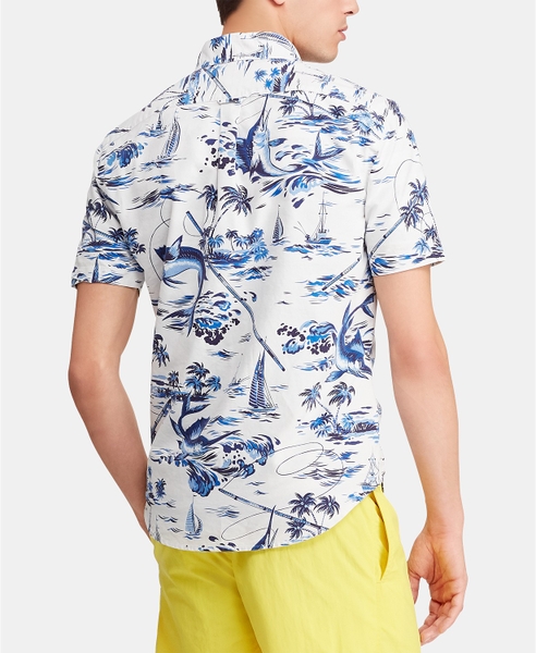 Áo sơ mi nam Polo Ralph lauren tay ngắn trắng phối