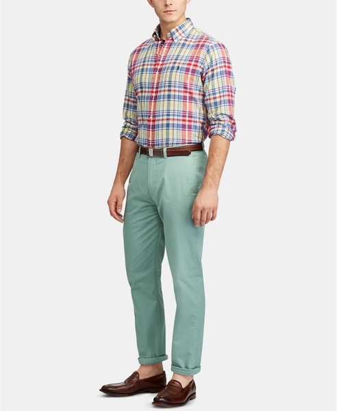 Áo sơ mi nam Polo Ralph lauren caro caro vàng nhiều màu logo xanh