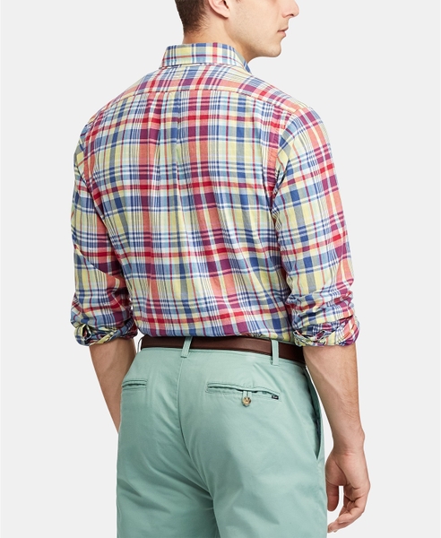 Áo sơ mi nam Polo Ralph lauren caro caro vàng nhiều màu logo xanh