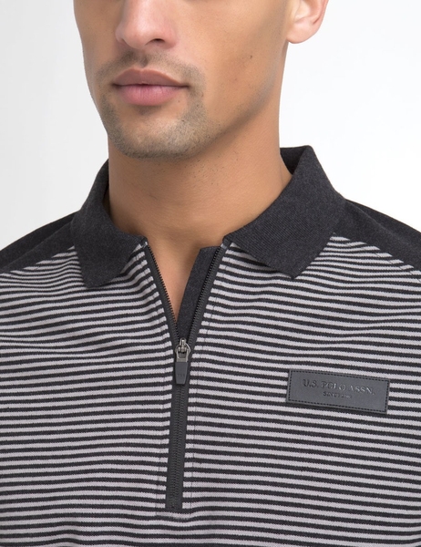 Áo thun tay dài US Polo Assn đen phối sọc