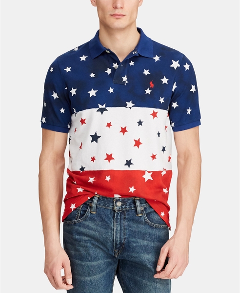 Áo thun nam Polo Ralph lauren phối 3 màu trắng đỏ xanh with star