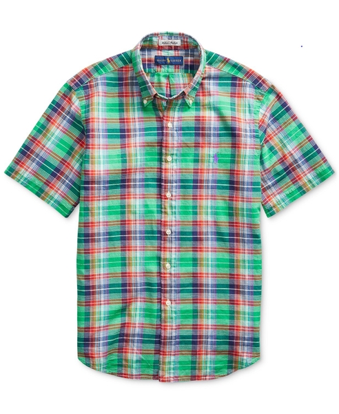 Áo sơ mi nam Polo ralph lauren ngắn tay caro nhiều màu ngựa tím