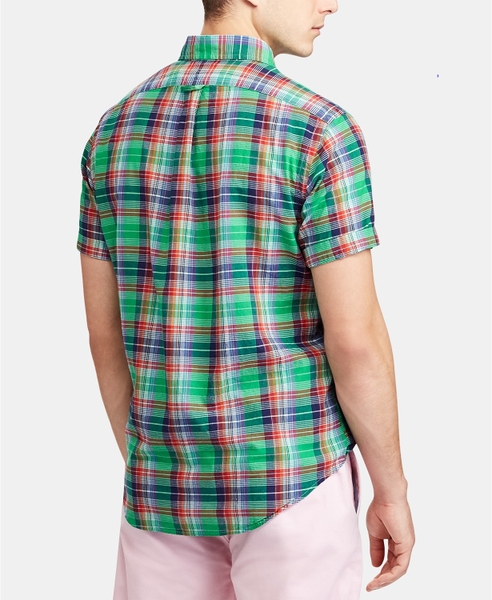 Áo sơ mi nam Polo ralph lauren ngắn tay caro nhiều màu ngựa tím
