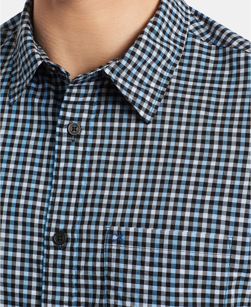 Áo sơ mi nam calvin klien caro xanh đen trắng mờ with logo