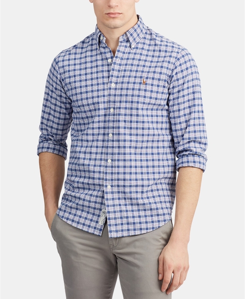 Áo sơ mi Nam Polo Ralph lauren tay dài caro xanh đỏ logo ngựa 2 màu
